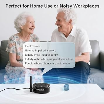 Cell Phone Ringer Amplifier & Flasher 164ft Bluetooth Range, 116dB External Ringer for Cell Phone with Big Buttons for Call Answer, Bluetooth Phone Ringer for Seniors & Hearing Impaired, iOS/Android