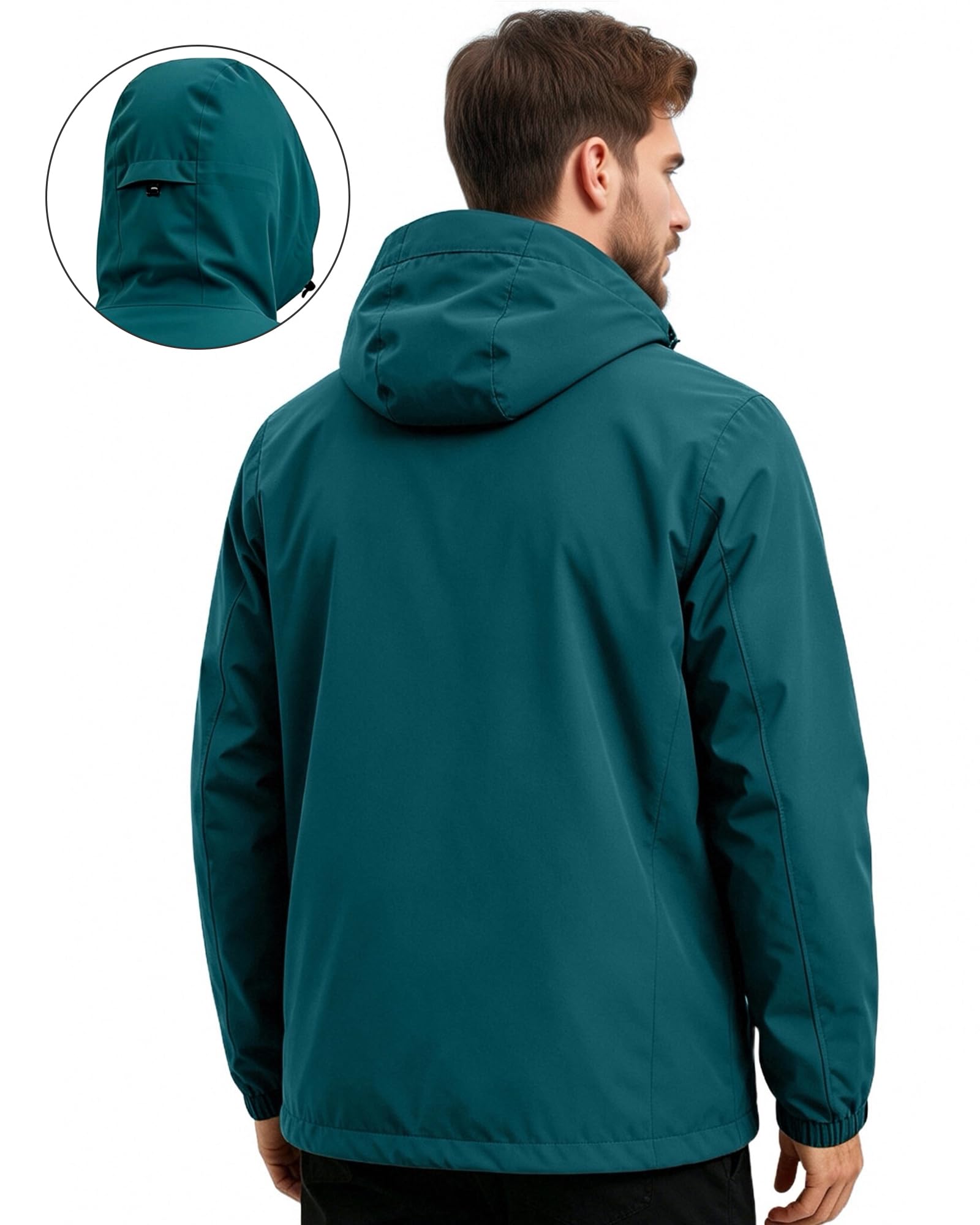 Chaqueta Softshell impermeable transpirable para hombre Chaqueta de lluvia ligera Cortavientos Packable Impermeable para bicicleta con capucha
