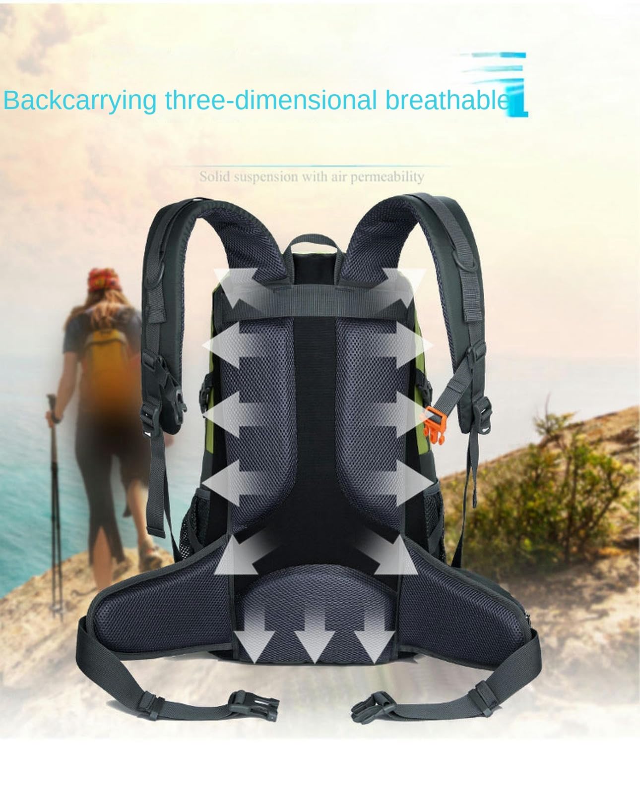Outdoor Rucksack 45l wasserdichte Leichte Wanderwanderung Camping Mountaineering Ski -Rucksack Für Männer Und Frauen-militärgrün-34 * 22 * 57 cm