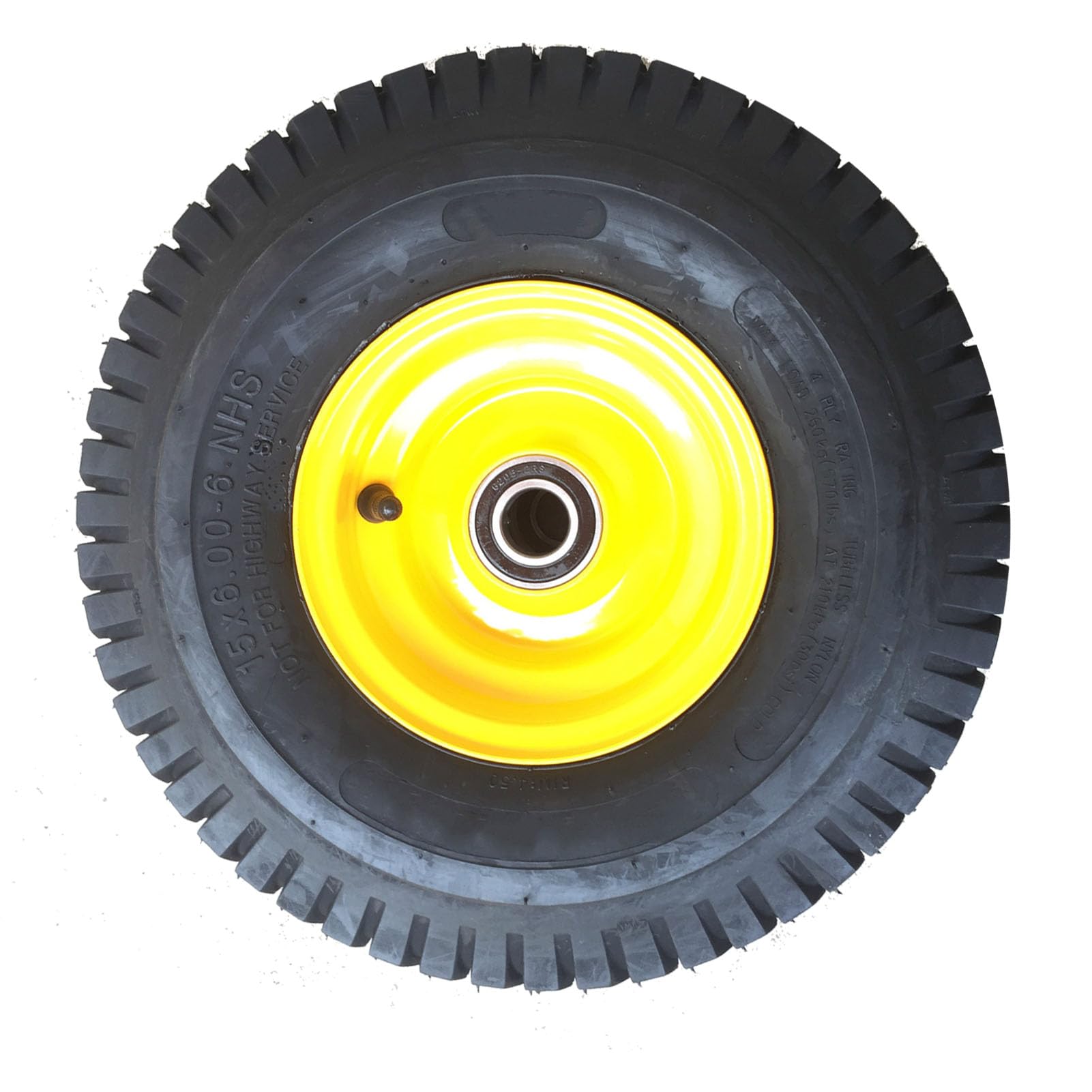 Luocute Pneumatico Anteriore con Ruota Assemblata, Ricambio Ruota Anteriore 14.2x5.23-6 for Attrezzature da Giardino (15x6,00 6) | Ricambio ruota anteriore pneumatica 4 tele con sfalsato da 3" per trattorini
