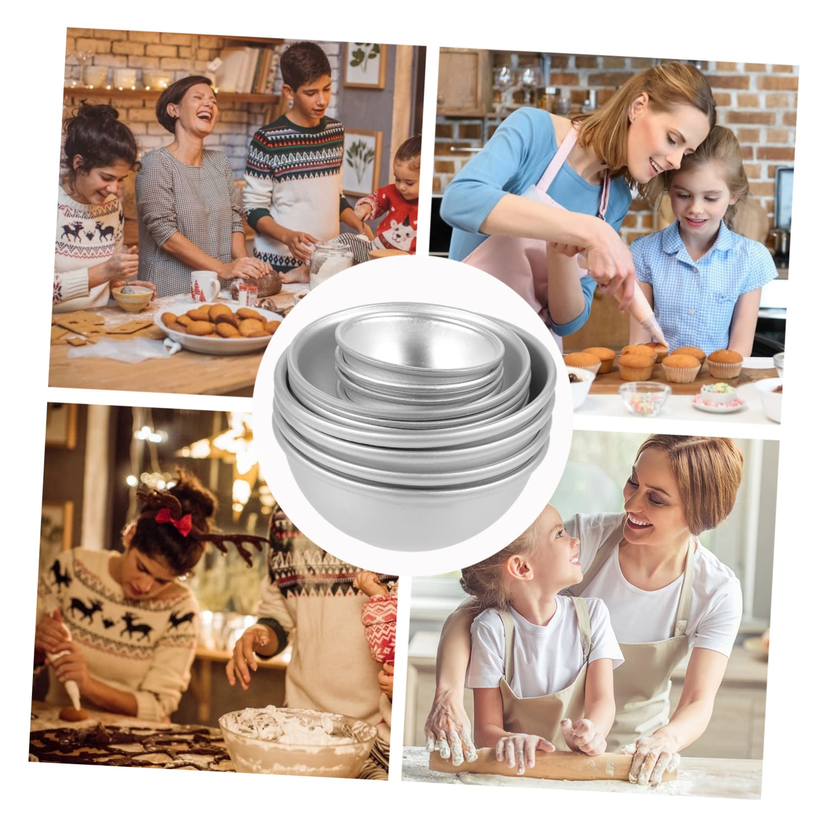 Gatuida Moule à Gâteau 12 Pièces en Alliage D'aluminium Argenté Demi-sphère Antiadhésif et Facile à Ranger Pâtisserie Loisirs Créatifs