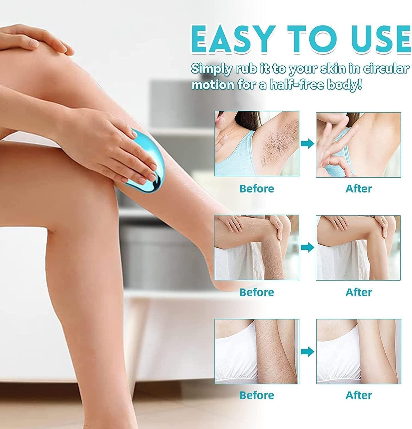 MR.THINDZ Crystal Hair Remover for Women and Men, Reusable Eraser Device Magic Hair Removal Tool, Back Arms Legs, Nano Glass Technology Stone Smooth Skin crystal painless hair removal stone 1