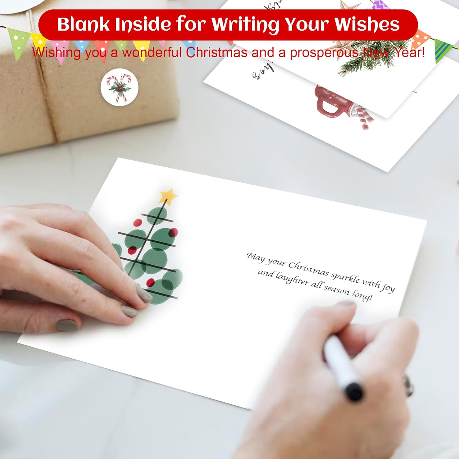 20 Pack Christmas Cards with Envelopes & Stickers, 4 x 6 Inch Holiday Cards Assorted Christmas Card in 10 Unique Designs for Friends Family Coworkers (Botanical Style) - Image 4