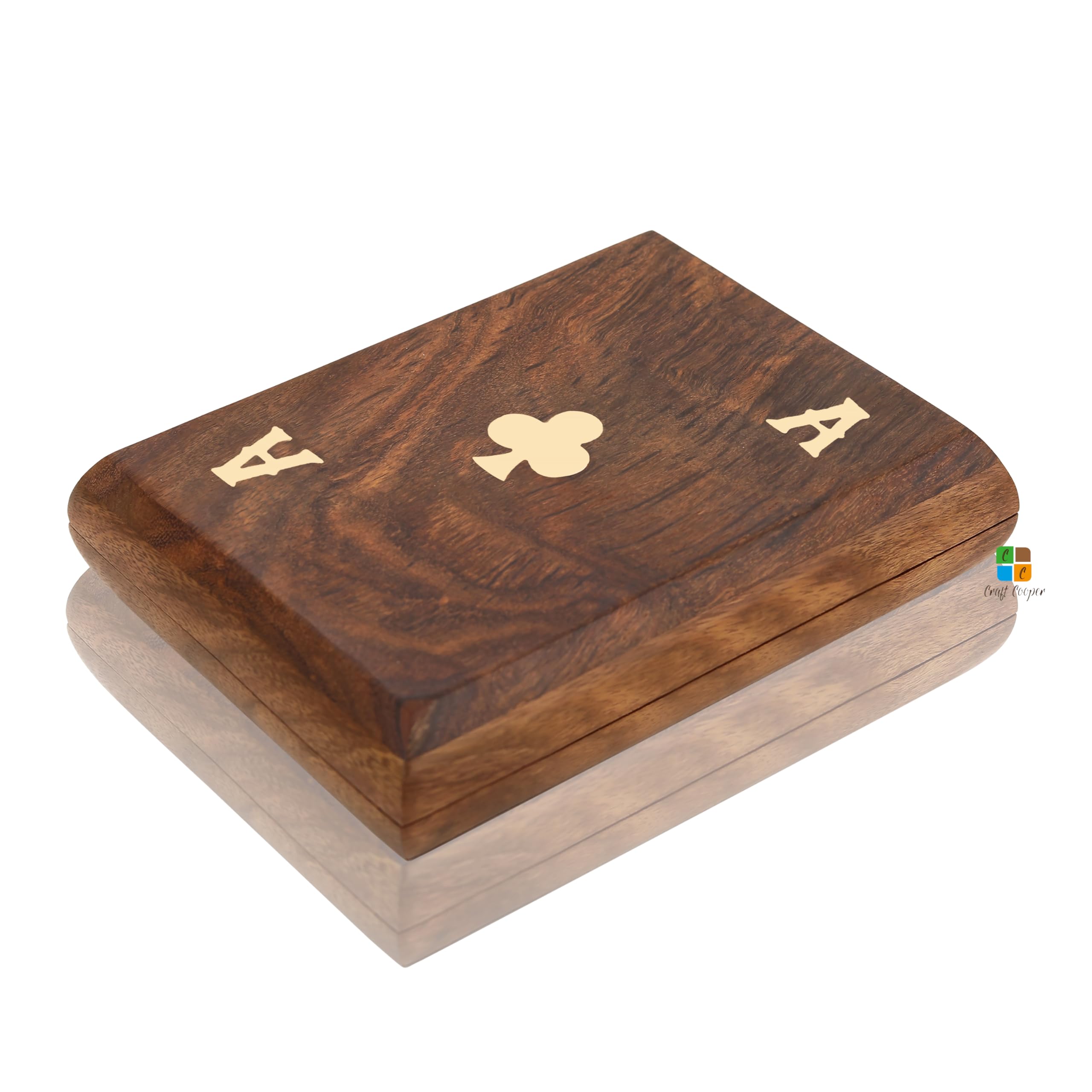 Craft Cooper || Unique Birthday Gift Ideas Handcrafted Classic Wooden Playing Card Holder Deck Box Storage Case Organizer (BROWN, 12x14.5x4) 4