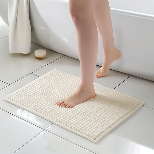 Miniatura 22 de FRESHMINT Alfombra de baño de felpilla Chunky Ombre 17"x24", pequeñas alfombras de baño suaves y absorbentes al agua para el piso del baño, gruesas
