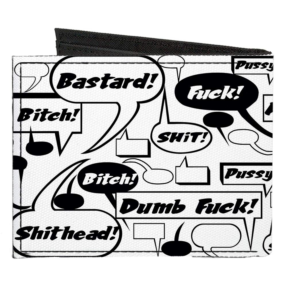 Buckle-Down Men's Standard Canvas Bifold Wallet Curse Words Quote, 4.0