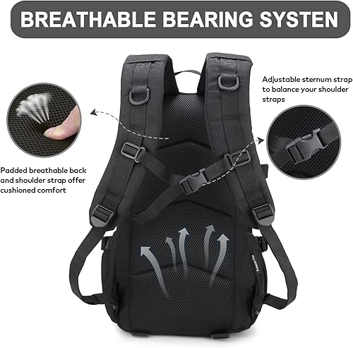 Miniatura 2 de Mochila táctica pequeña de 25 L para senderismo, camping, senderismo, caza, paquete Molle para hombres y mujeres, Negro -, Mochilas de viaje