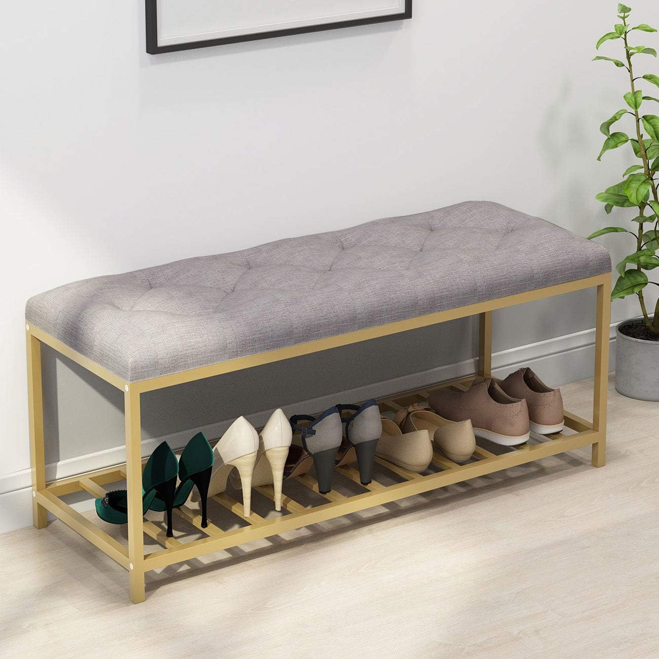 Amazon.com: Tribesigns Shoe Rack Bench, Modern Shoe Shelf Storage ...
