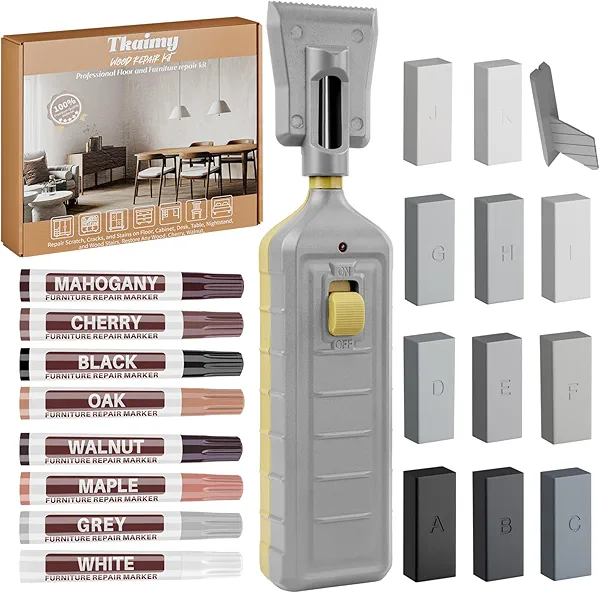 Laminate Vinyl Floor Repair Kit Wood Floor Scratch Repair Hardwood Lvp Floor Wax Repair Furniture Markers Touch up Remover Scratches, Stains, Cracks, Holes for Door, Cabinet, Table