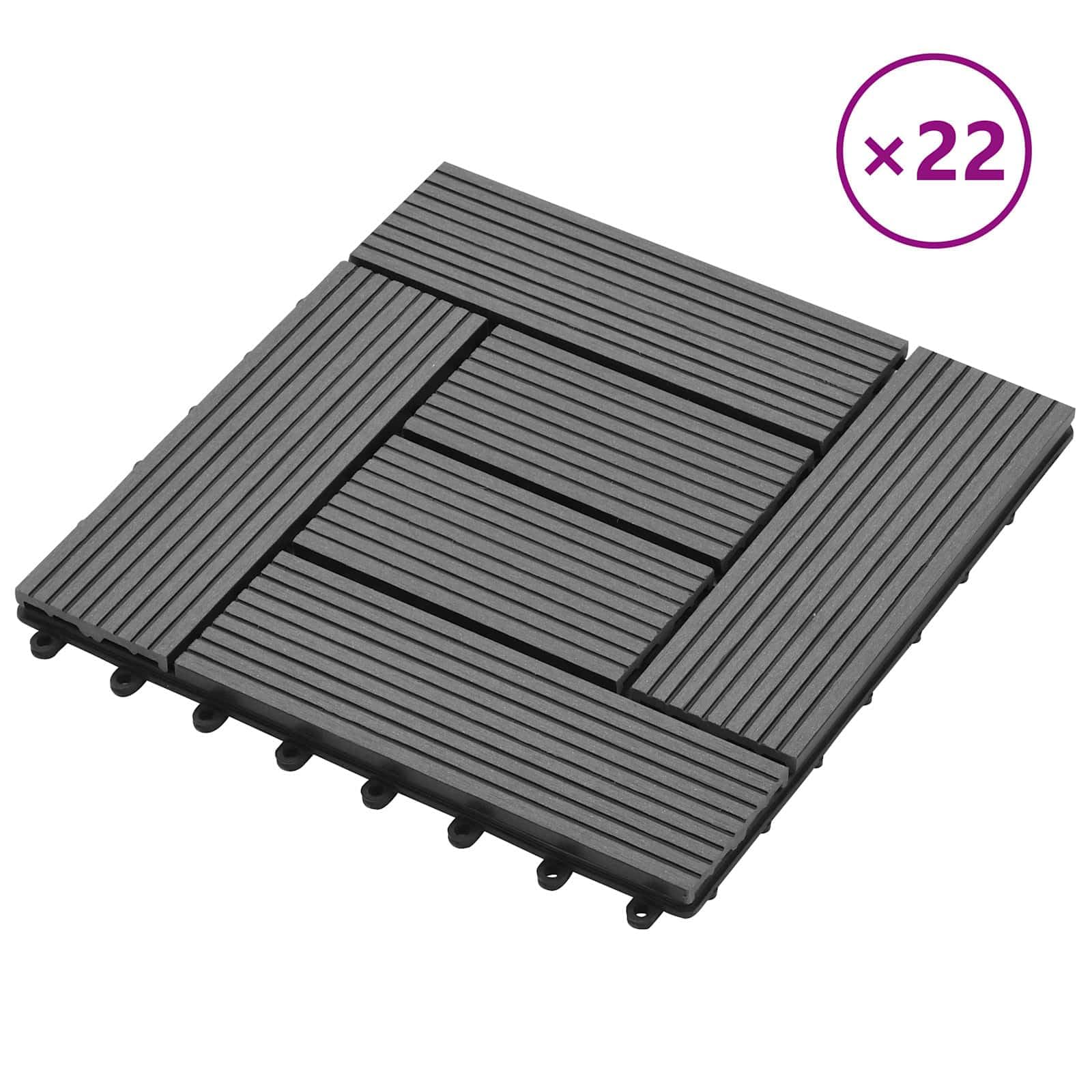 Generisch Terrassenfliese 22 STK. Grau 30 x 30 cm WPC,Haushaltsbedarf,17.34 kg-3444830