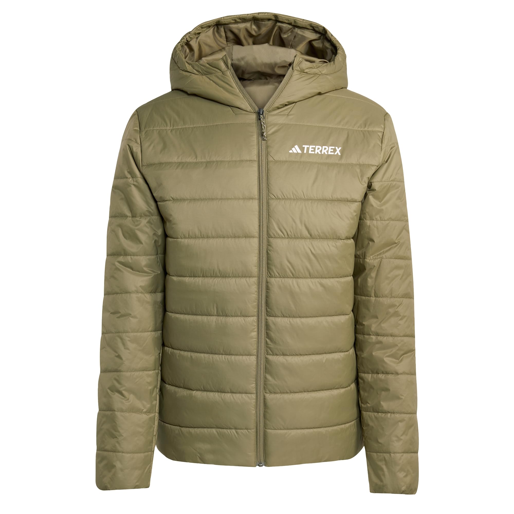 adidas Men's Terrex Multi Essentials CLIMAWARM Insulated Hooded Jacket, Olive Strata, M