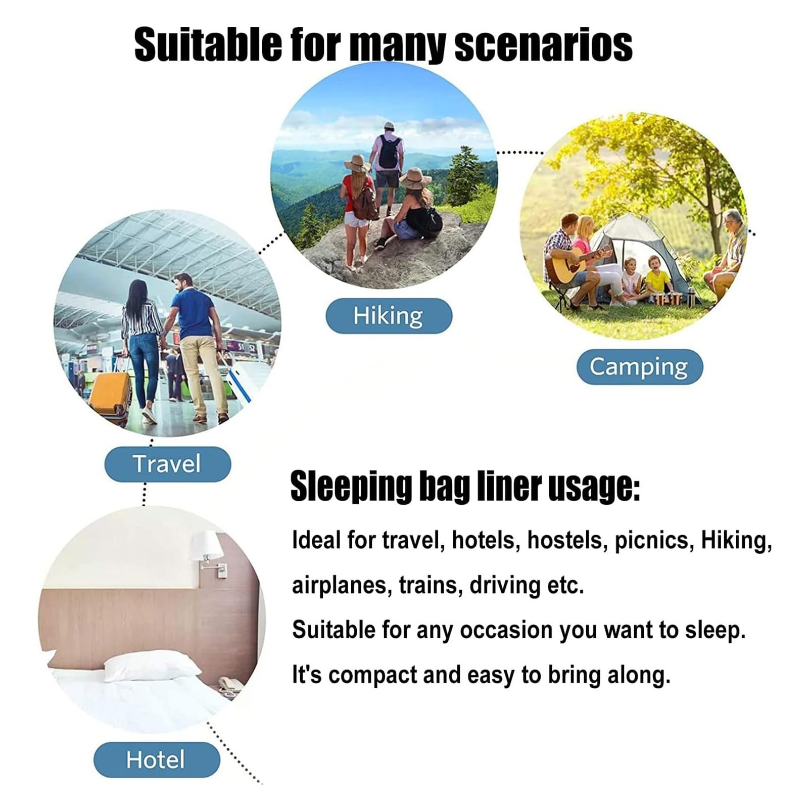 Sábanas para Sacos de Dormir Saco De Dormir De Seda Natural, Sacos De Dormir Portátiles Al Aire Libre Forrados con Sábanas, para Viajes, Hoteles, Campamentos Y Camas Individuales Y DOB