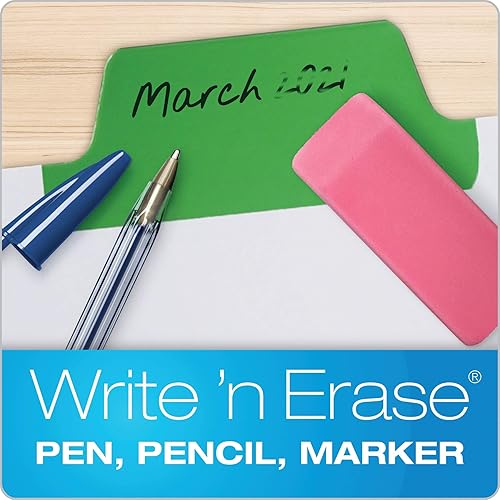 Miniatura 3 de Oxford Write 'n Erase Separadores de carpeta, 8 pestañas, 6 juegos (89991) y tarjeta de índice con rayas de 3 x 5 pulgadas, 300 unidades, color