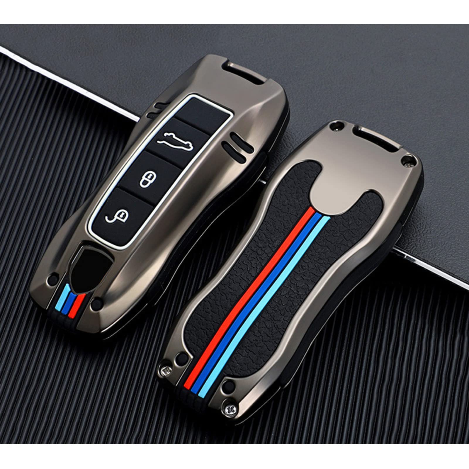 ToiumopsCar Key Case for Porsche Cayenne 958/911 Lepin 996 Macan Panamera 997/944/924/987/987 GT3 Cayman 987, Car Key Case,Grey B