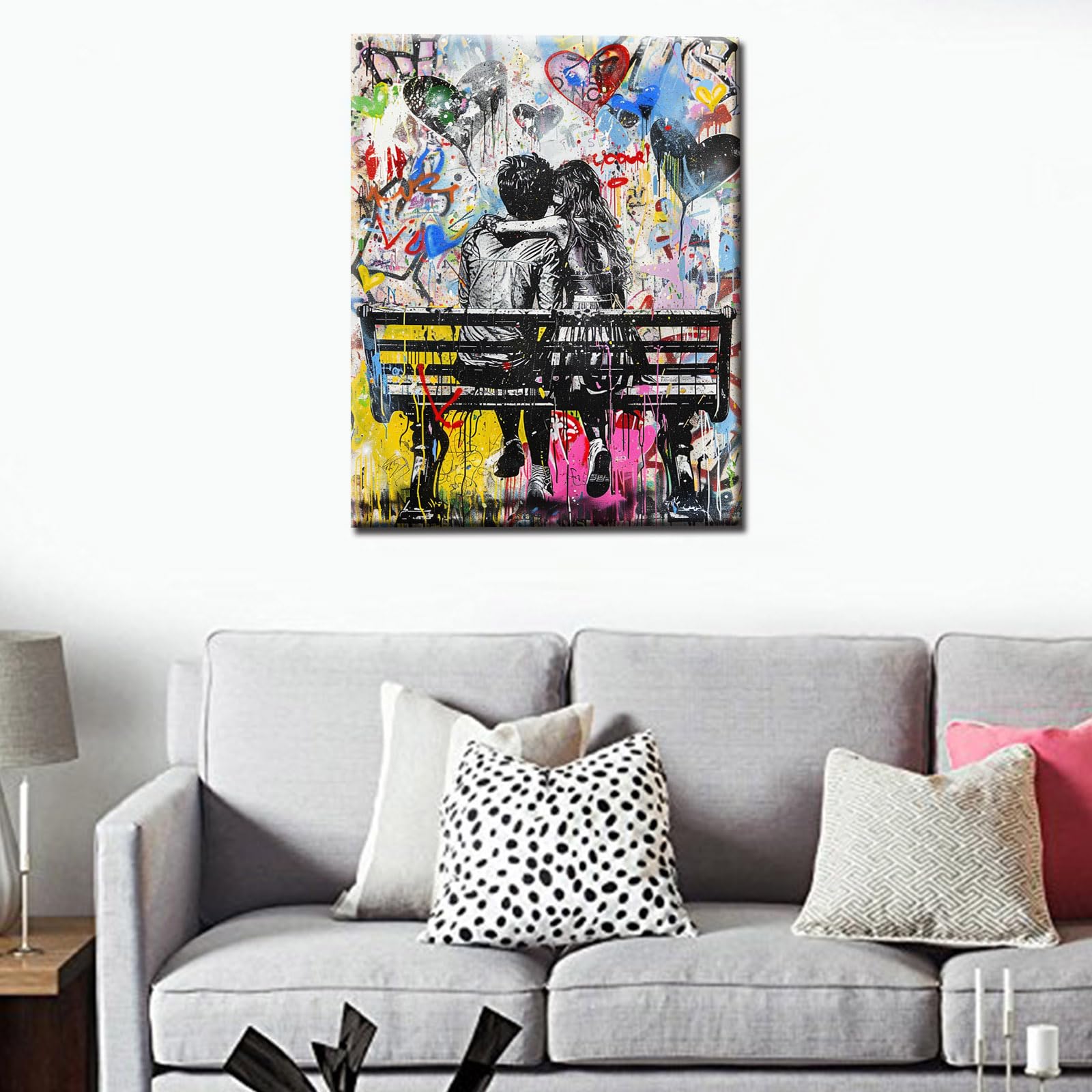 Tucocoo Graffiti Wall Pictures for Bedroom Banksy Couple, Love Painting, 1 Panel, Canvas, Street Pop Art, Abstract Artwork - Image 3