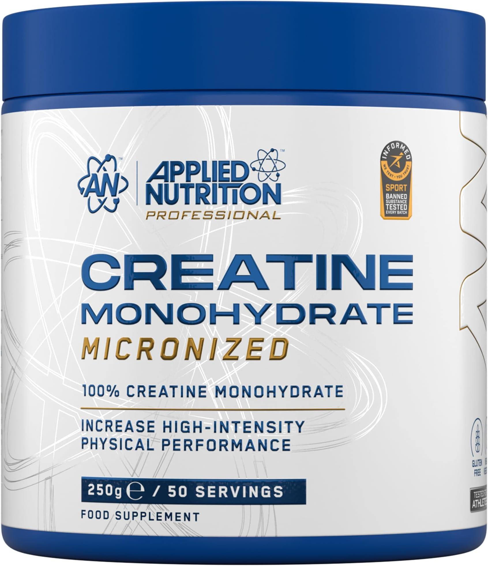 Creatine Monohydrate Powder 250g – 100% Micronized Creatine – 5g per Serving – Unflavoured – Supports High-Intensity Performance – 50 Servings
