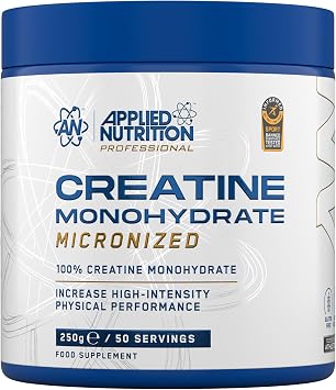 Applied Nutrition Creatine Monohydrate Powder for Strengh, Muscle, Power & Performance, Tested for Athletes 100% Pure Micronized Creatine, 5g per Serving Unflavoured, 250g 50 Servings