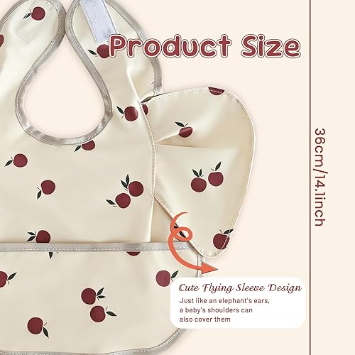 Vista 4 de Paquete de 5 baberos para comer, baberos de alimentación para bebés con gran receptor de alimentos, impermeables, limpiables, a prueba de desorden