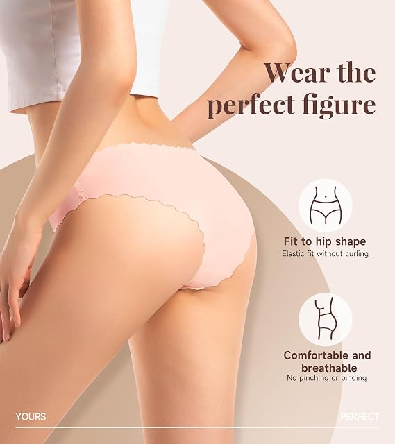 TANSTC Seamless Knickers Women No VPL Underwear Wave Edge 6 Pack