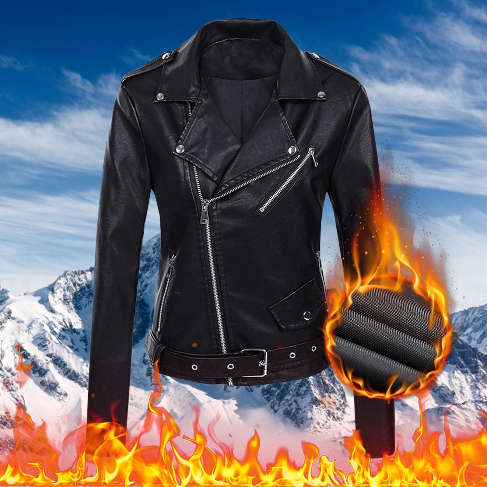 Lederjacke Damen Winddicht Lederjacke, Atmungsaktiv Langarm Jacke Elegant Wasserdicht Jacken Modern Vintage Bikerjacke Herbst Gothic Kunstlederjacke Damenjacke Biker-Style Motorradjacke Y2k Mantel
