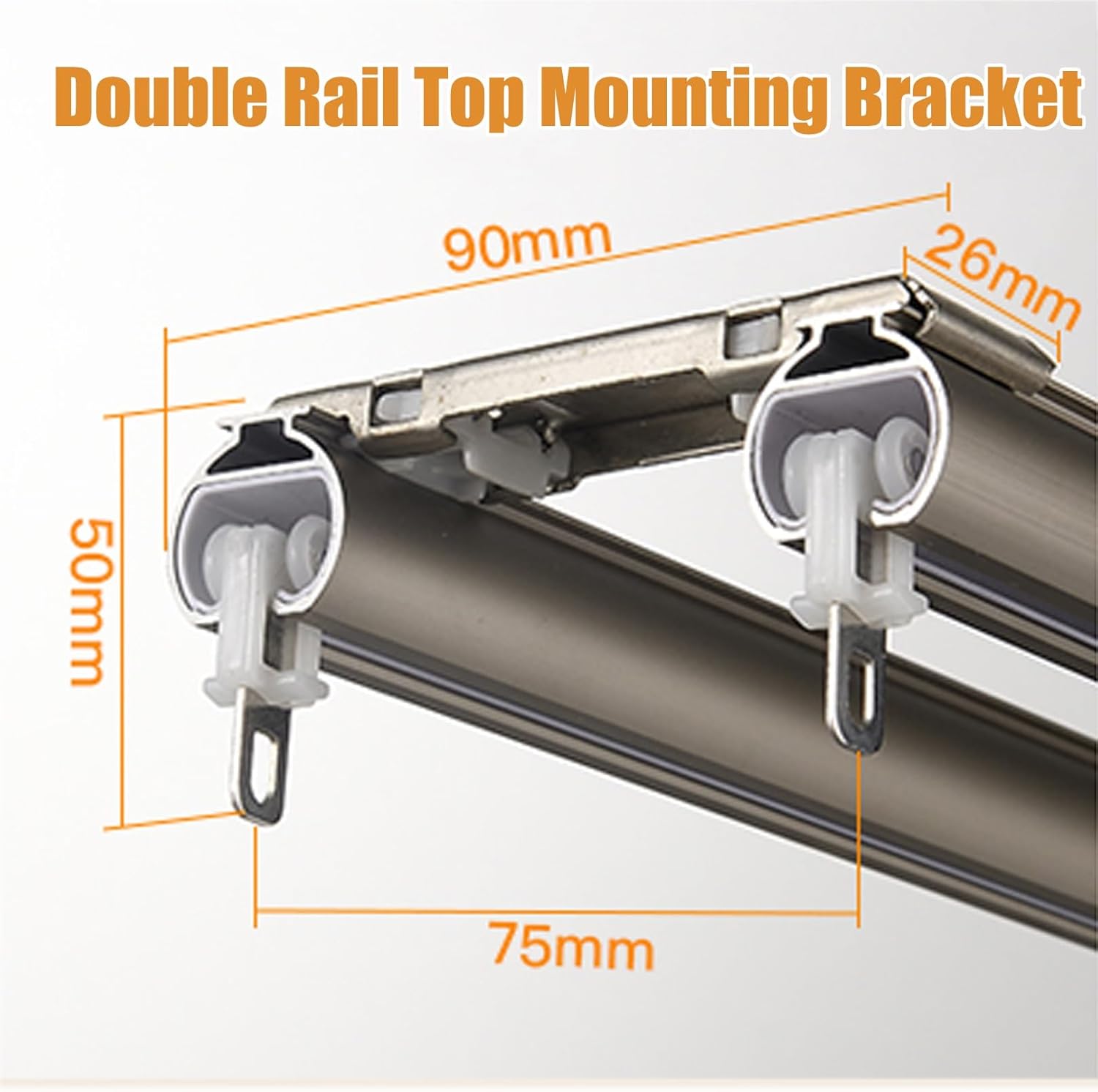 Sliding Double Curtain Track System, Ceiling Mounted Aluminum Rails with Silent Gliders, for Bedroom, Kitchen, Room Divider, Window(Gold,1.4m(4.6ft))