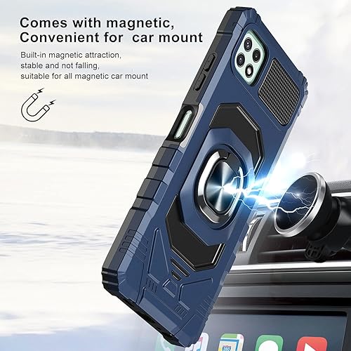 Miniatura 3 de Funda compatible con Boost Mobile Celero 5G Plus 2023 con protector de pantalla de vidrio grado militar anillo de montaje en automóvil con soporte a