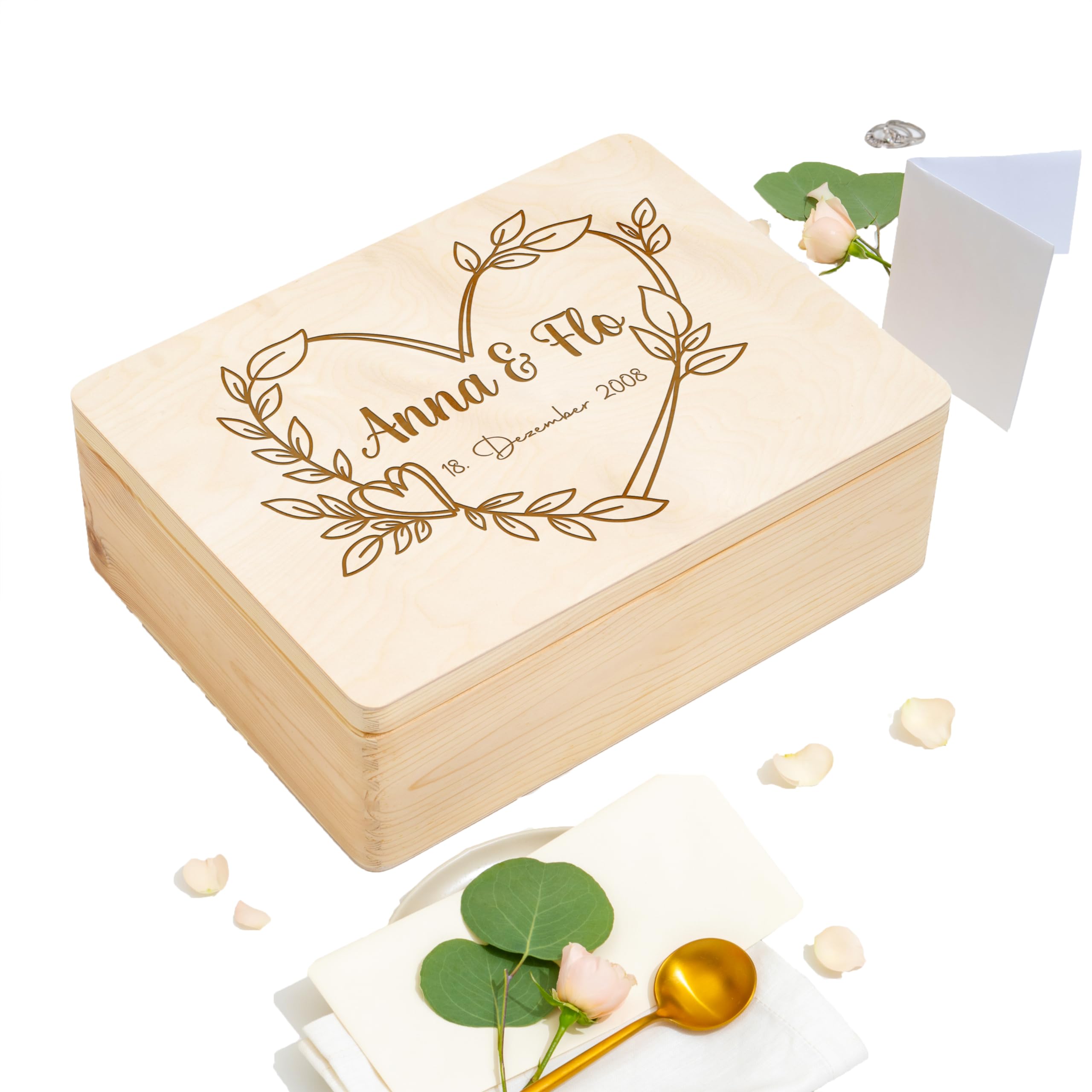 Personalisierte Erinnerungsbox für Paare Erinnerungskiste zur Hochzeit Hochzeitsgeschenk Geschenk Jahrestag Valentinstag Brautpaar Braut Trauzeugen Trauung Holzkiste Karten Kiste Holz