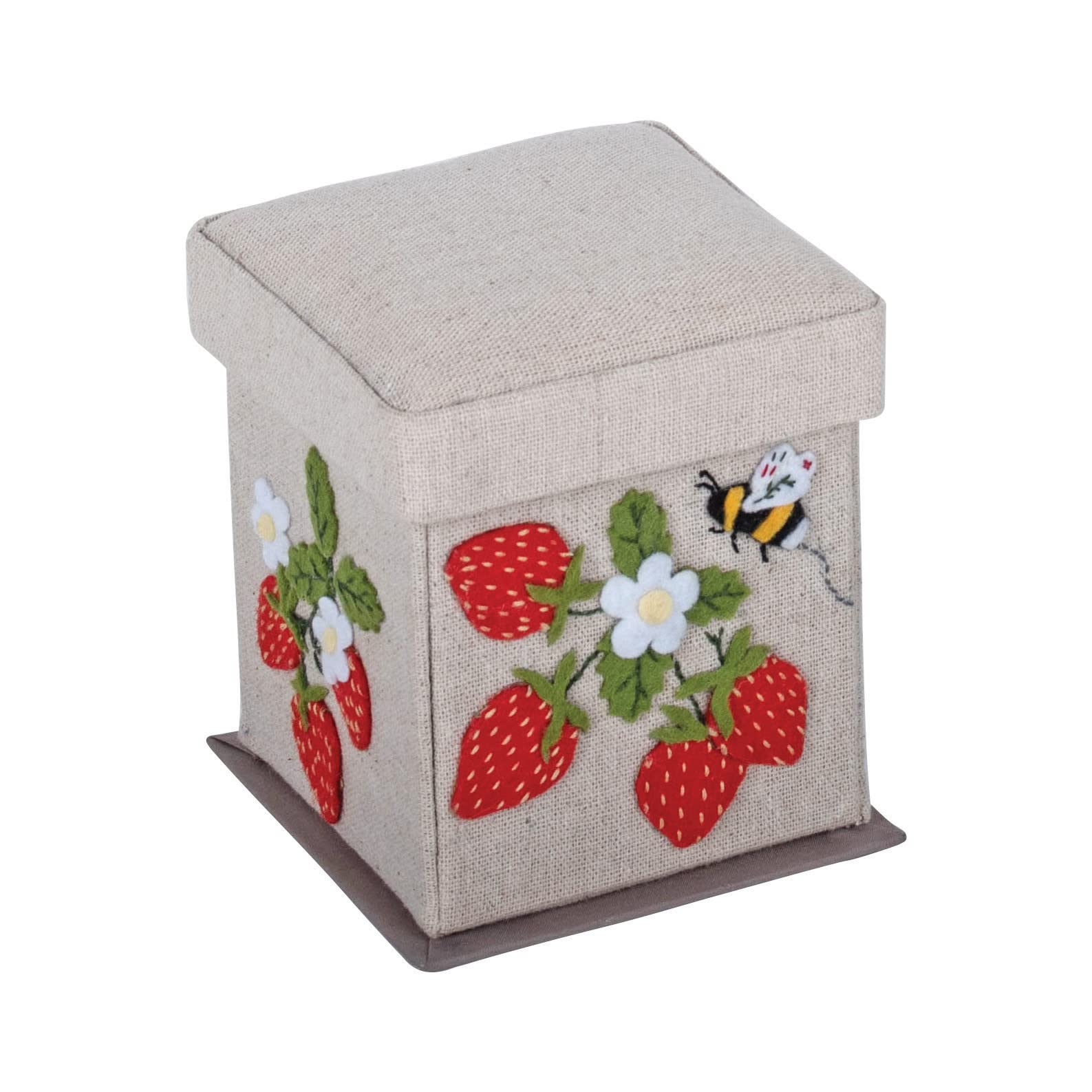 Hobby Gift Kit de costura relleno, cuadrado de estilo victoriano, 10,5 x 10,5 x 12,5 cm, fresas naturales