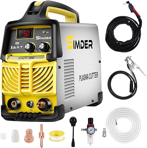 SSIMDER Cortador de plasma 50Amp Máquina cortadora de plasma con doble voltaje 110V220V Arco no piloto Equipo de corte por plasma de corte limpio de