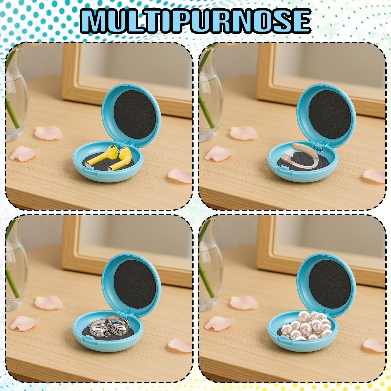 Bewudy Etui do przenoszenia zatyczek do uszu, przenośne mini etui do przechowywania, organizer na zatyczki do uszu, małe etui do przechowywania w podróży, niebieskie