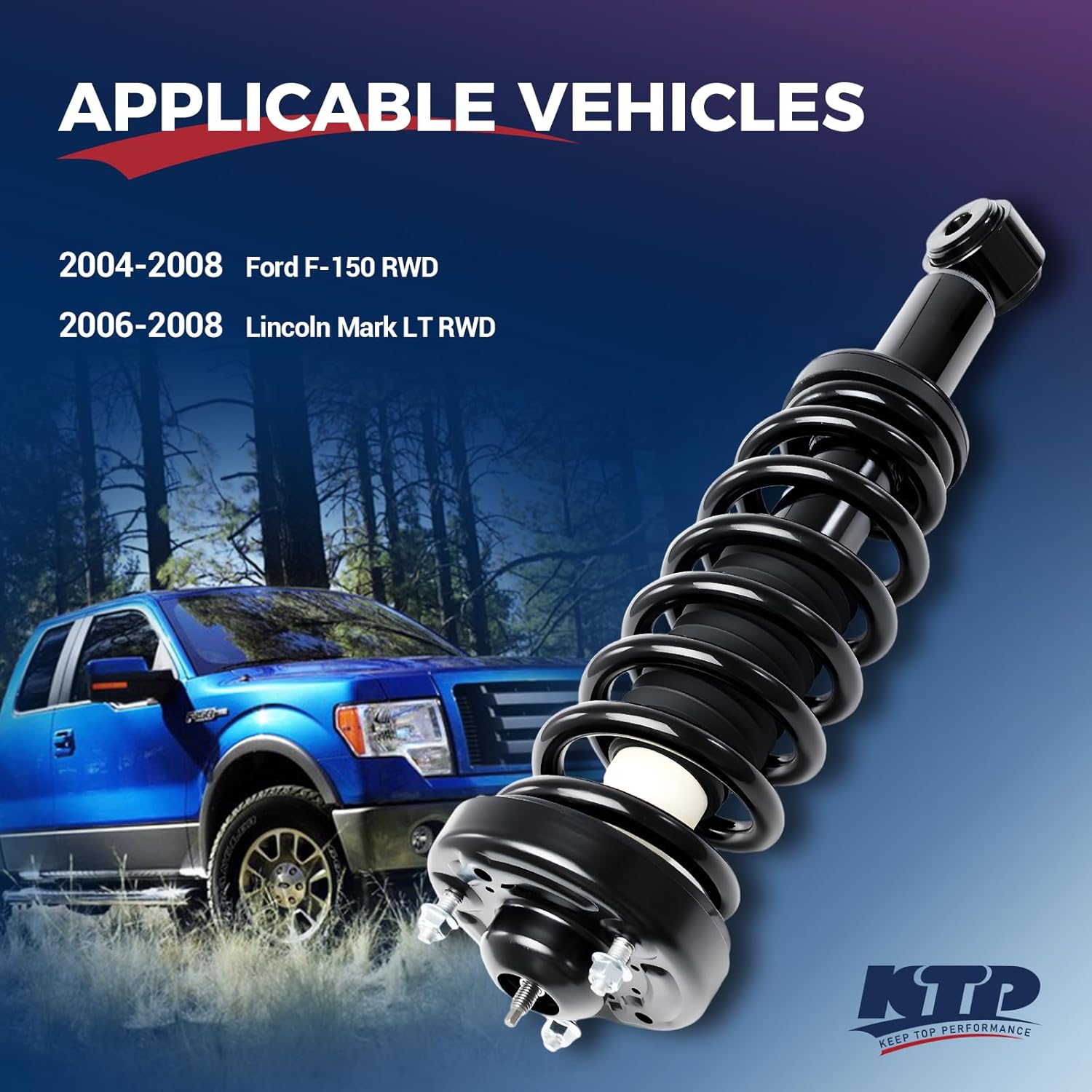 KTP Pair Front Struts and Shocks Complete Assembly For Ford F-150 RWD 2004-2008, Lincoln Mark LT RWD 2006-2008 Front Shock Absorbers with Coil Springs, Replace 171362