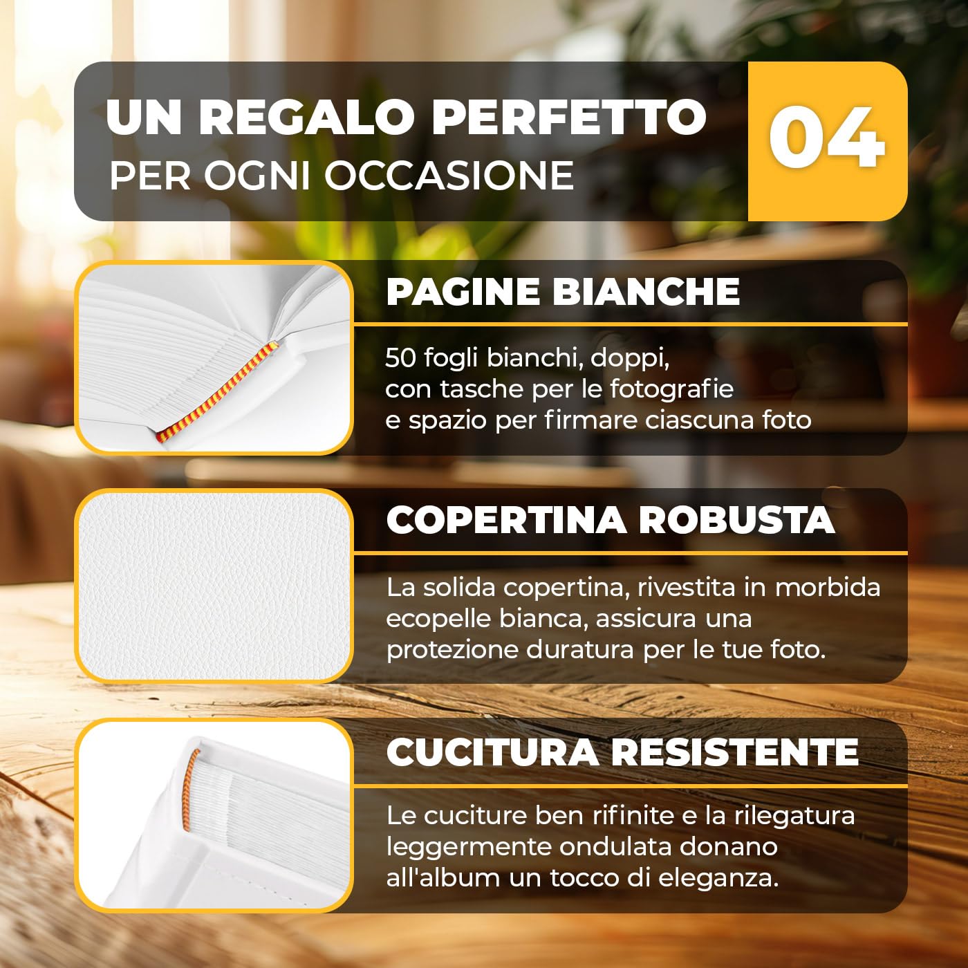 Album Fotografico Maverton Personalizzato | Copertina Pelle Sintetica Bianca Con Incisione - 240 Foto 10x15 - Foto 8