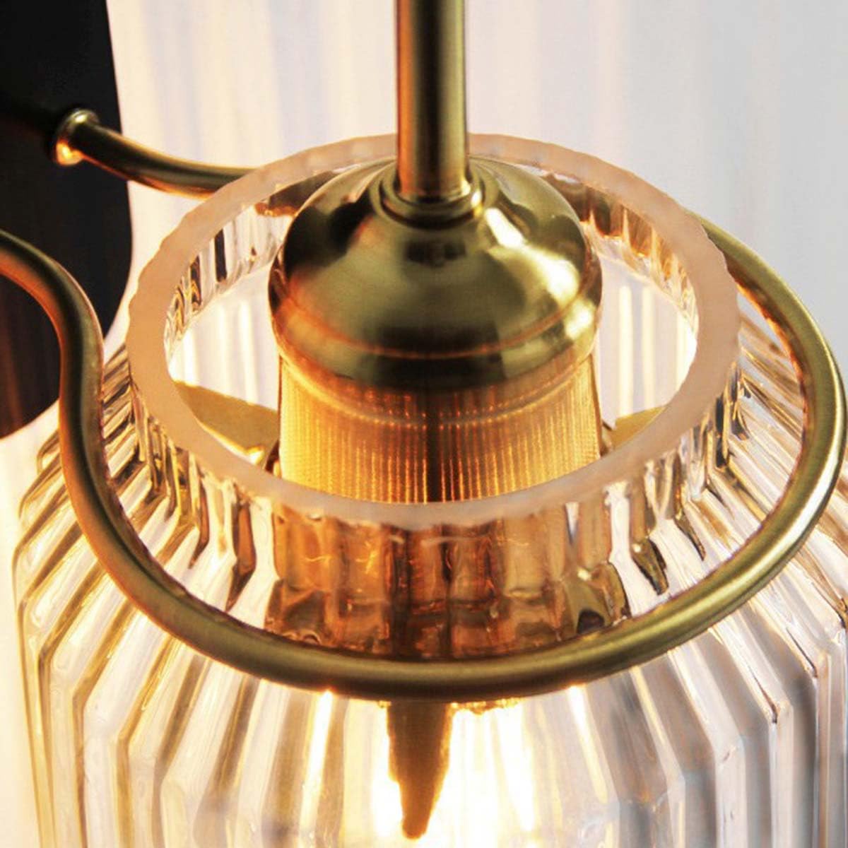 Kinkiet szklany E27 do użytku wewnętrznego, lampa ścienna w stylu retro industrialnym, kryształowa lampa w kształcie lejka z metalową podstawą, lampka nocna ze szklanym kloszem do sypialni, salonu i