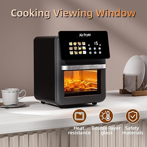 Miniatura 5 de Horno freidora de aire grande Xl Pro de 10 litros con parrilla para uso en encimera de cocina, hornos de convección inteligentes 12 en 1, freidora