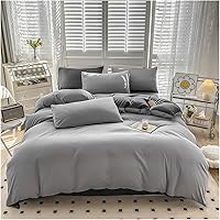 Vista 8 de Cama, Queen/L Negro Color Sólido Algodón Funda Nórdica Funda Nórdica