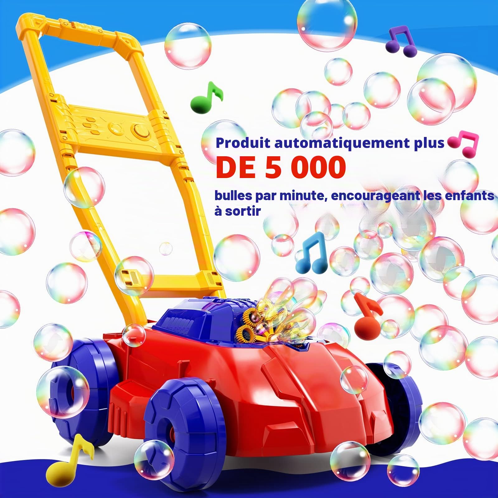 Doloowee Machine à Bulles Tondeuse pour Enfant, Chariot à Bulles électrique, Jouets de Fabricant de Bulles Automatiques, Jouet à Bulles pour Activités en Plein Air Enfant 3 4 5 Ans