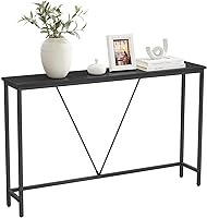 Vista 1 de VASAGLE Mesa de sofá consola, mesa de entrada estrecha, para sala de estar, dormitorio, fácil montaje, gris carbón y negro tinta ULNT020B04