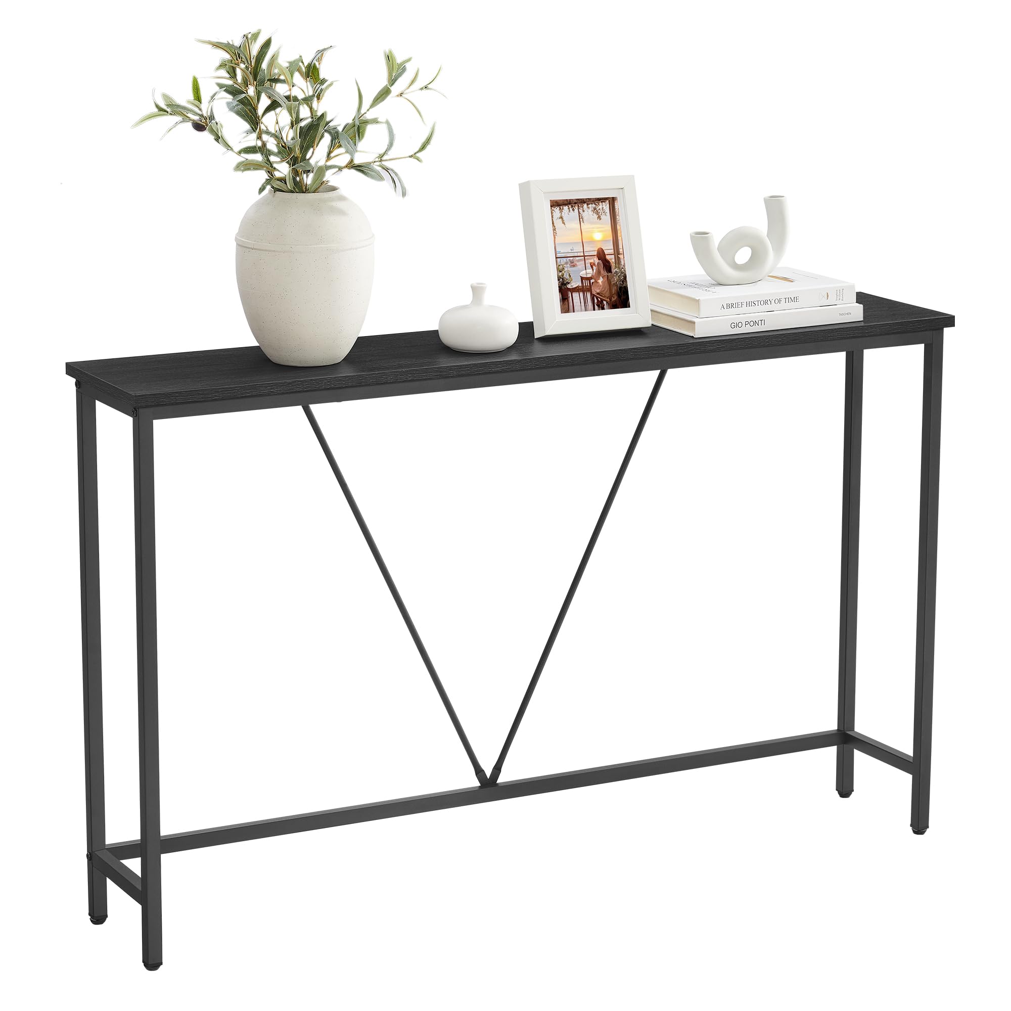VASAGLE Console Table for Hallway, Slim Sofa Table for Living Room, Hallway Table, Easy Assembly, Charcoal Grey and Ink Black LNT020B04