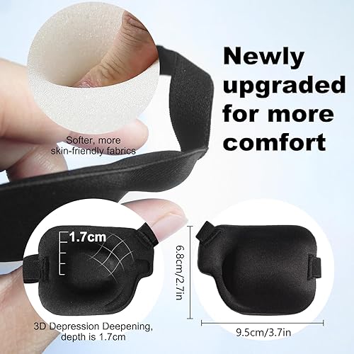 Miniatura 3 de RIKEYO Parche para ojo izquierdo, parches oculares 3D para adultos, parche médico ajustable para ojo perezoso, negro (grande)