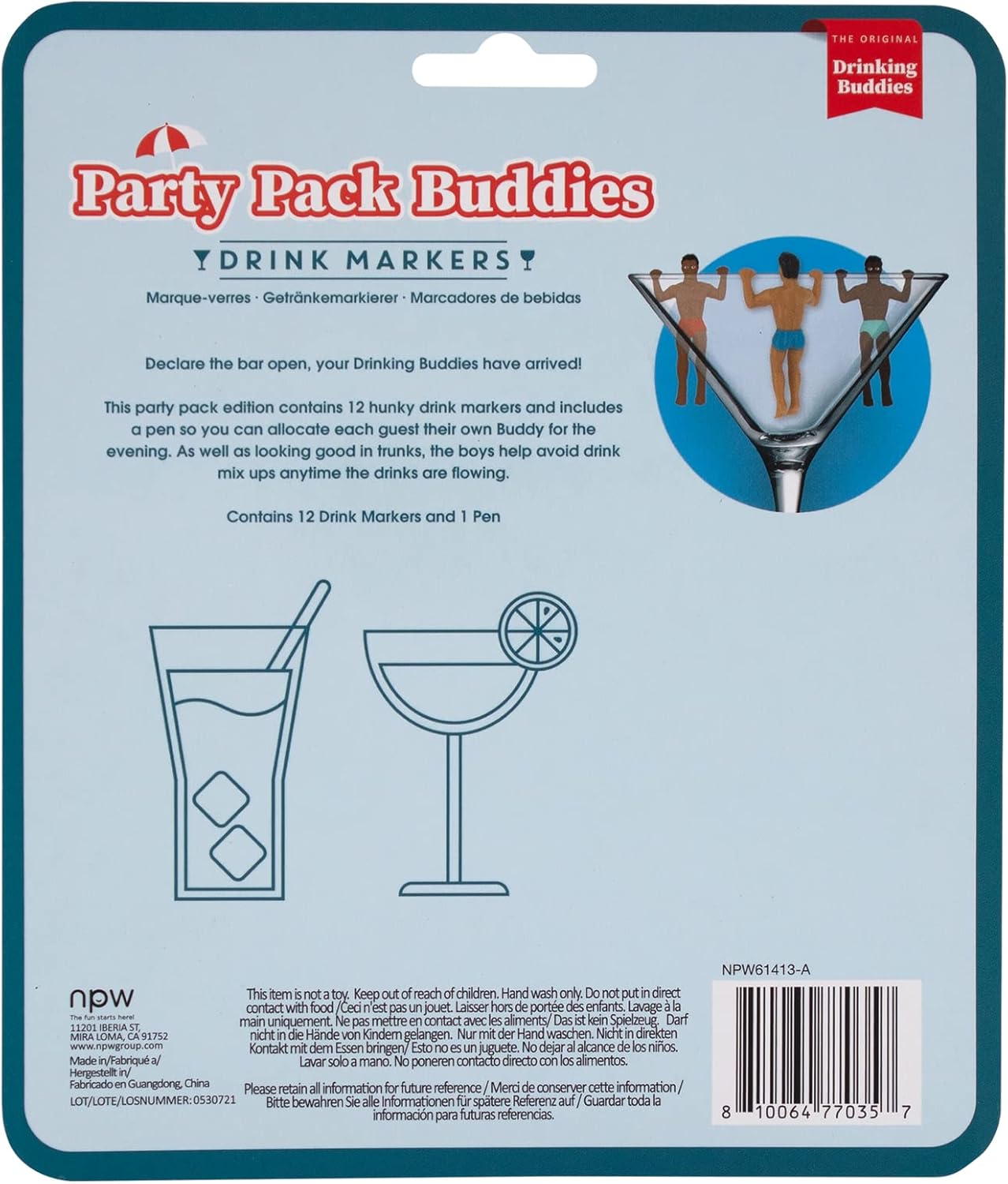 🛒 Crazy Deals NPW Classic Themed Reuseable Glass Drink Markers, 12