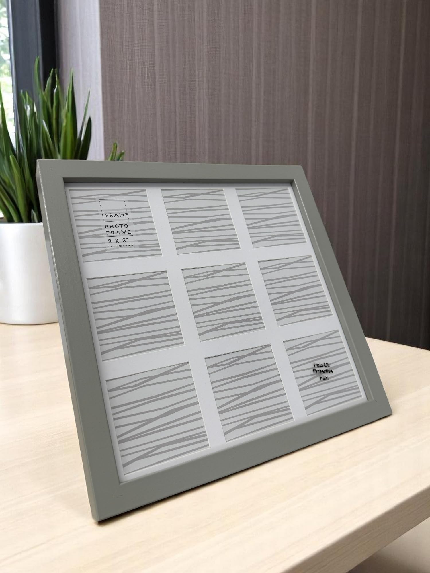 Pf+A Grey Photo Collage Frame, 9 Apertures For 3X3 Photos, 27.5 X 27.5 Cm, Wall Or Table Display (Grey)