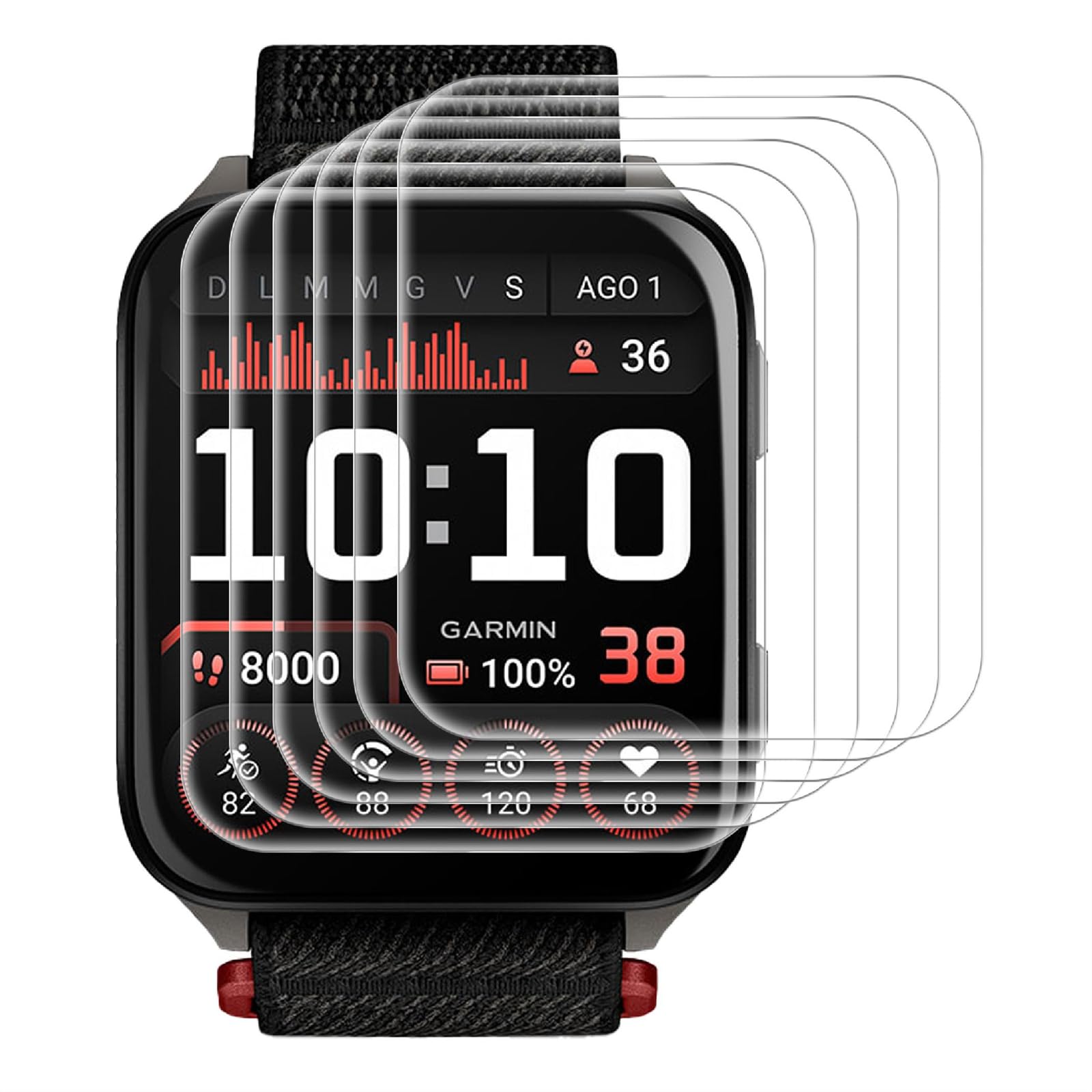 GIOPUEY 6 Pellicole TPU Per Garmin Venu X1 - Ultrasottile, Antigraffio, Trasparente, Con Kit Pulizia - 2