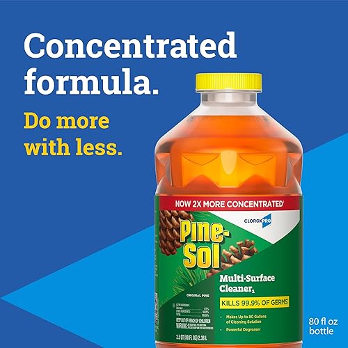 Miniatura 2 de CloroxPro Pine-Sol Limpiador multisuperficie, fórmula concentrada 2X, pino original, 80 onzas líquidas, paquete de 3