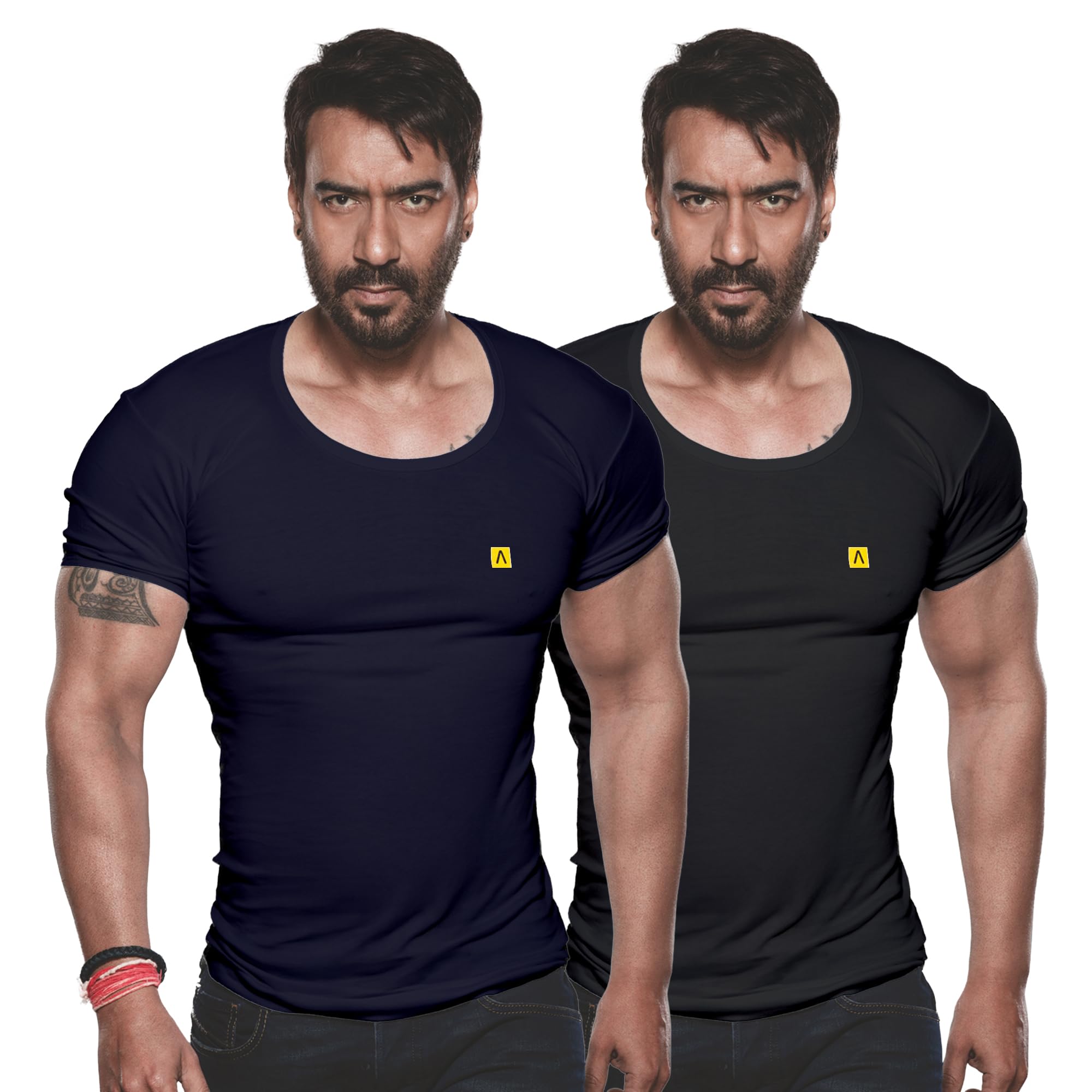 Men's Plain Cotton White Vest with Sleeve Pack of 2