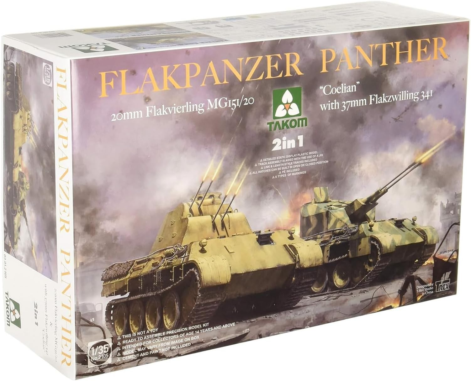 TAKOM TKO2105 TAK2105 1:35 Flak Tank Coelian or 20 mm Flakvierling 2-in-1 Multi-Coloured