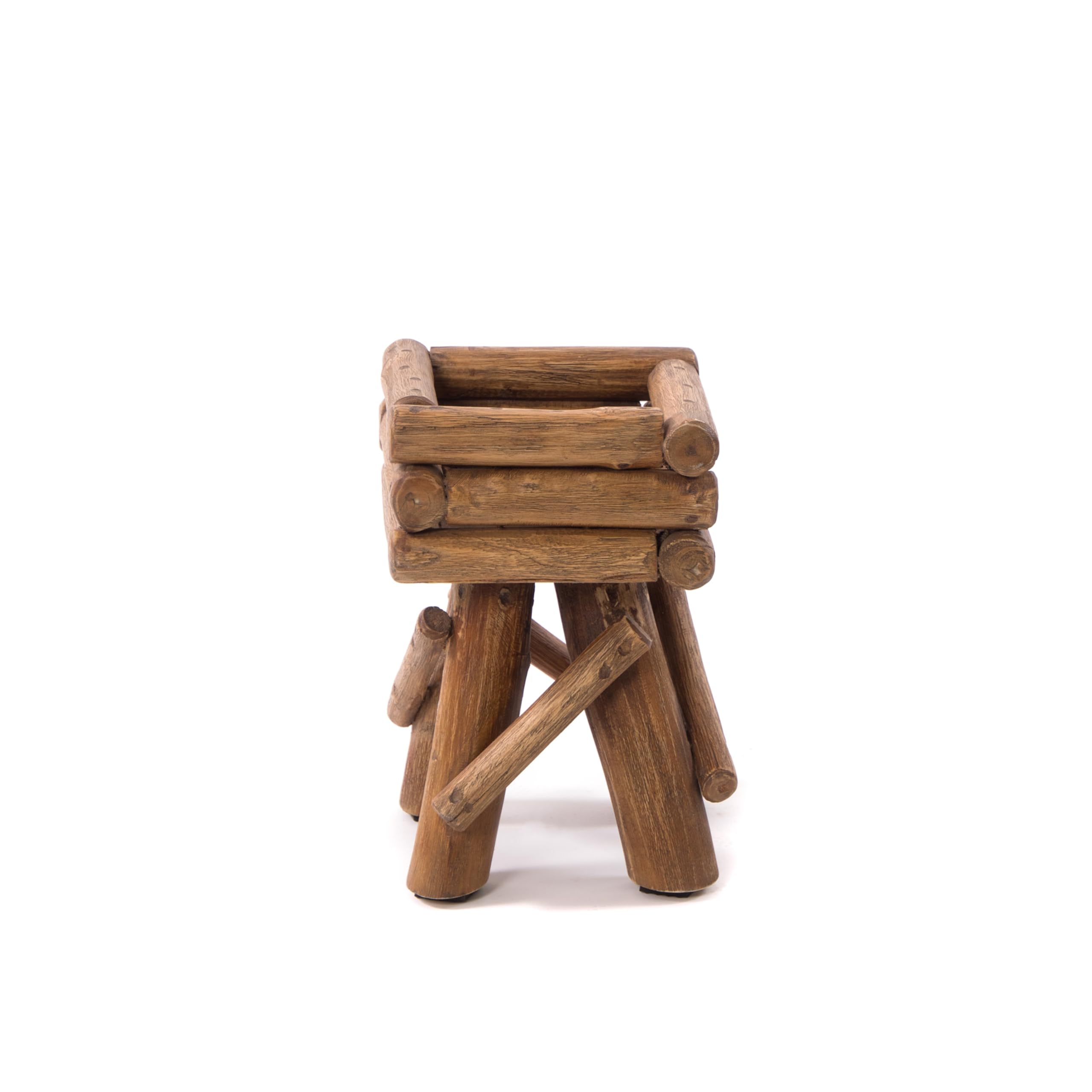 TABOURET à fleurs en bois Twist | teck | tabouret rustique, tabouret en bois, table de couloir, tabouret pour plantes, table basse, table dappoint, en bois de racine | dimension: petit