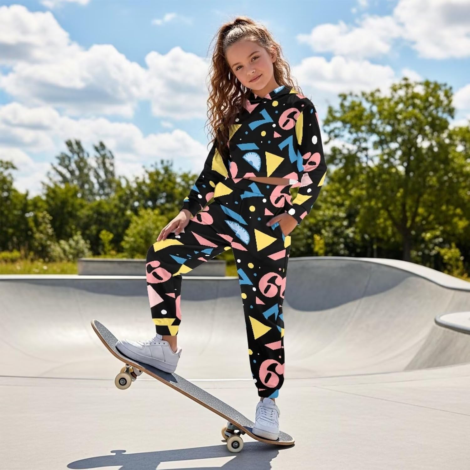 Coldinair 2 Pieces Sweatshirts Long Sleeve Crop Hoodies for Girls Fall Winter Outfit Crop Top Pullover Comfy Winter Clothes