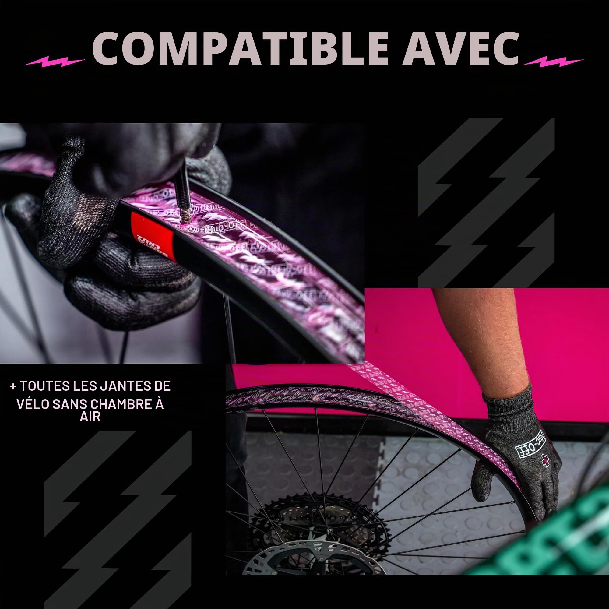 Muc-Off Fond de Jante Vélo Tubeless - 35 mm - Fond de Jante Adhésif Sensible à la Pression - Pour Installation de Pneus de Vélo Tubeless - Rouleau de 10 Mètres - 4 Patchs d'Étanchéité Inclus