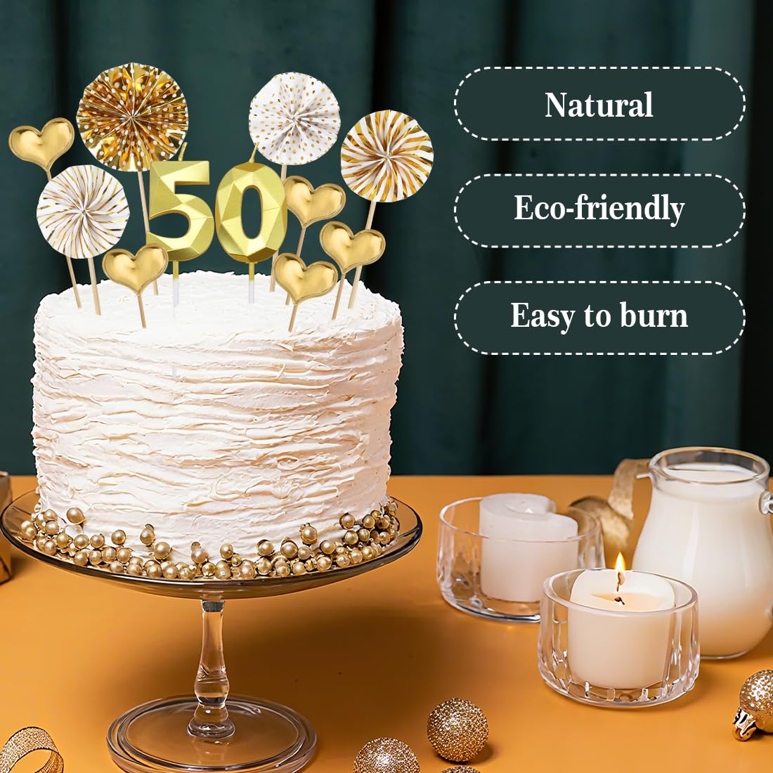 Bougies d'anniversaire 50 Ans pour Gâteau, Décoration Fête Homme Femme