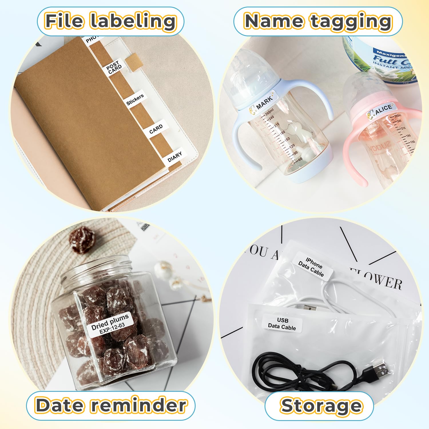 Phomemo D30 Etikettendrucker - Mini Etikettiergerät Beschriftungsgerät Selbstklebend Bluetooth Label Printer mit 5 Rollen etikettenpapier Geschenkbox,Label Drucker Geeignet für Haushalt und Büro-Grau